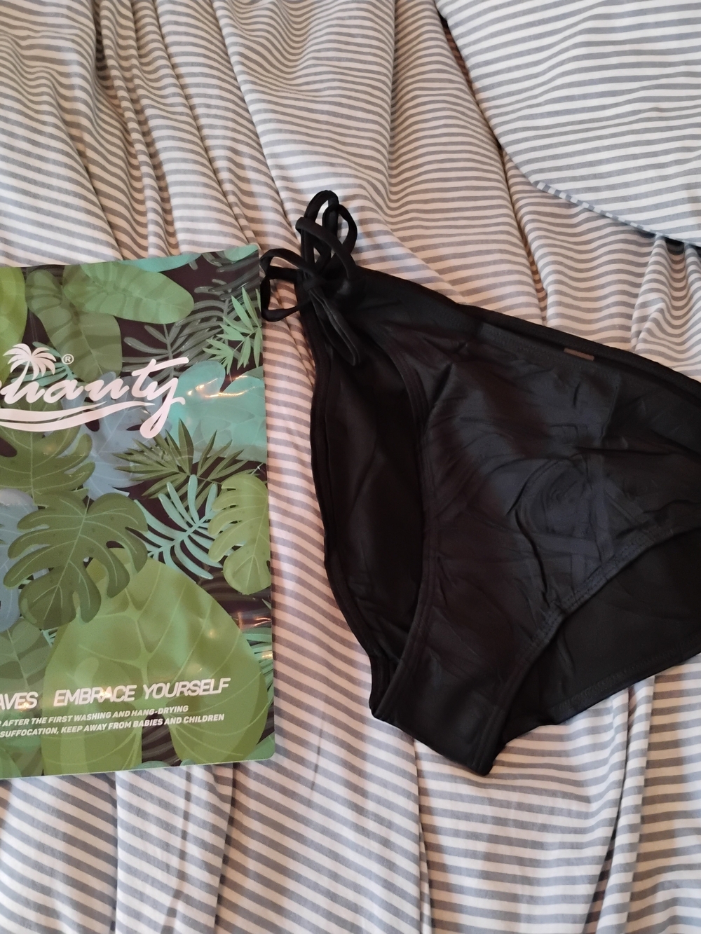 Black Women's Bikini Bottoms with Side Tie - Vanity